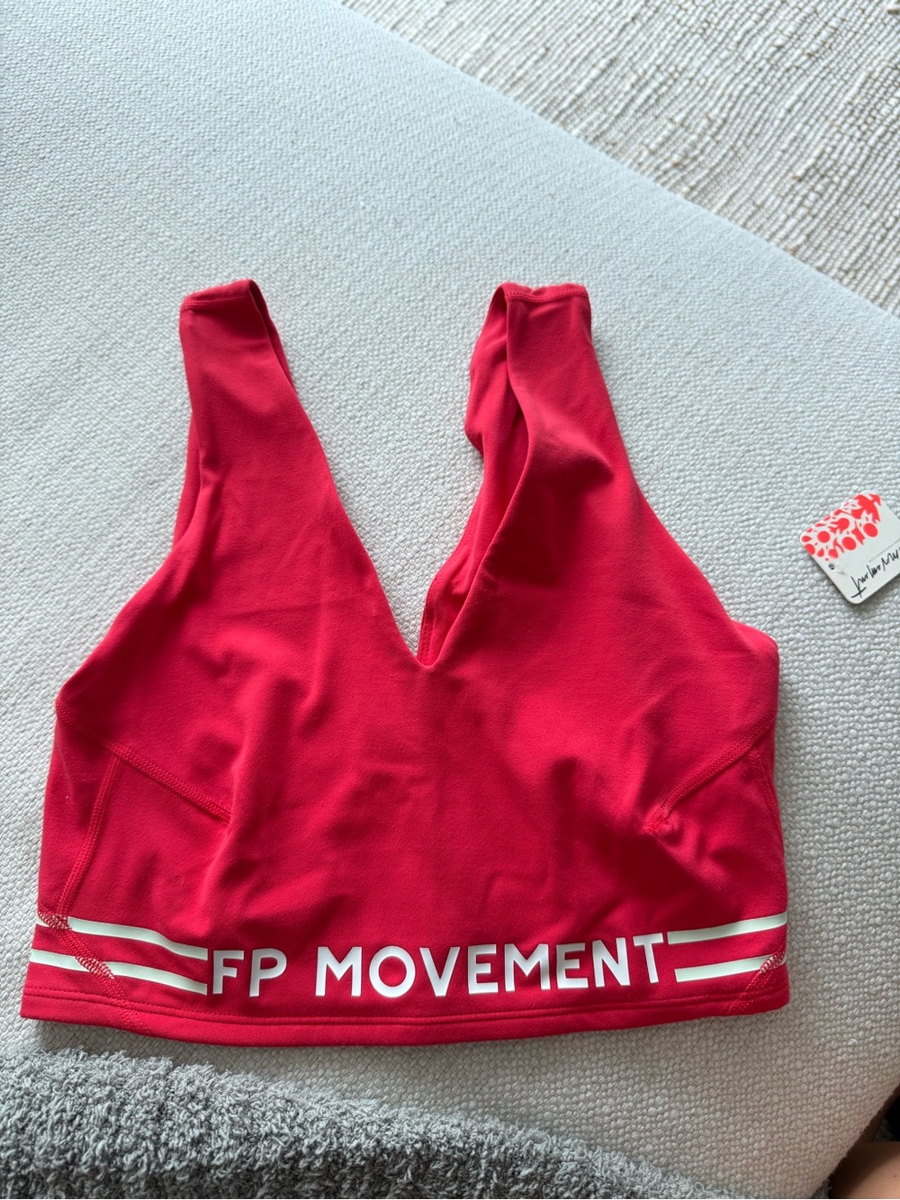 FP Movement Bright Red V‑Neck Crop Sports Bra